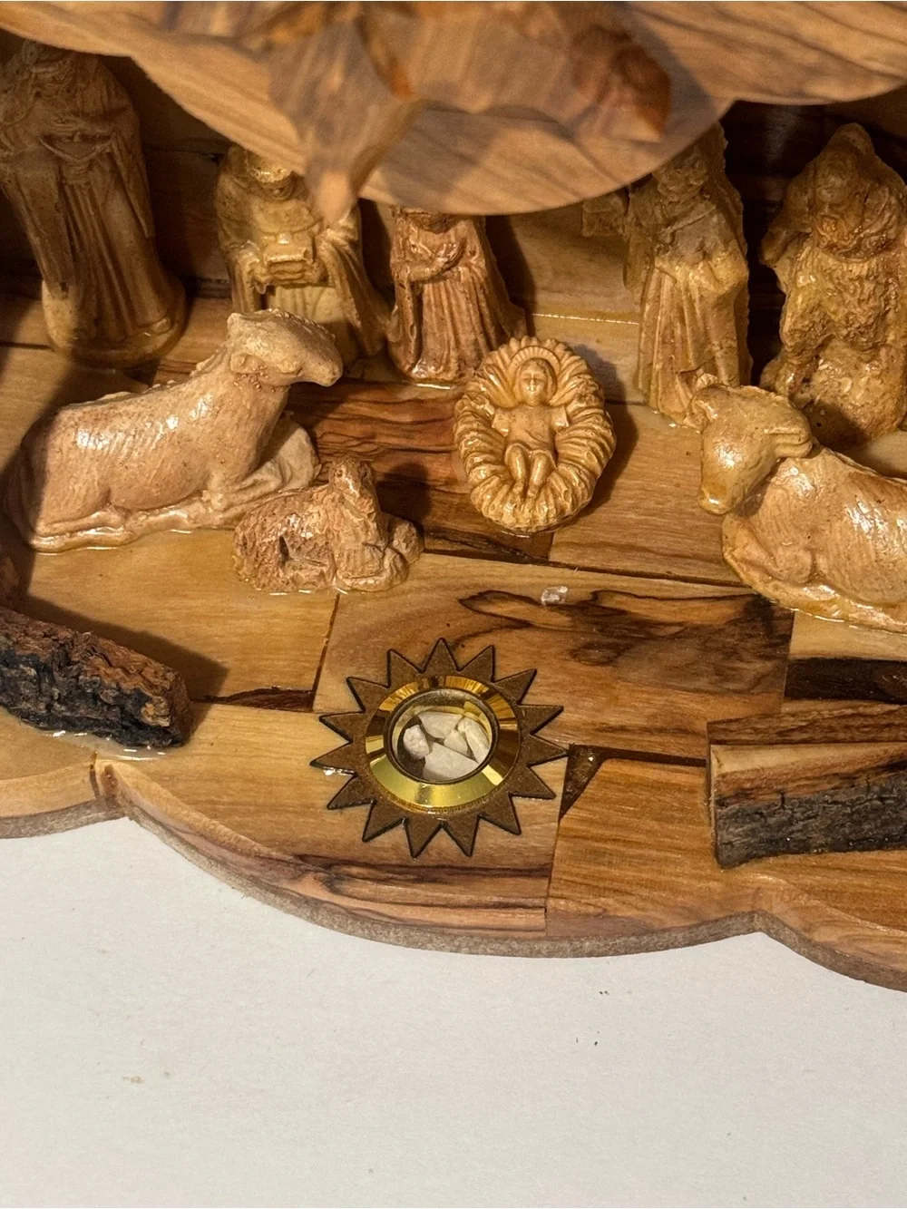 Hand-Carved Wood Nativity Scene - Brown Holiday Decor